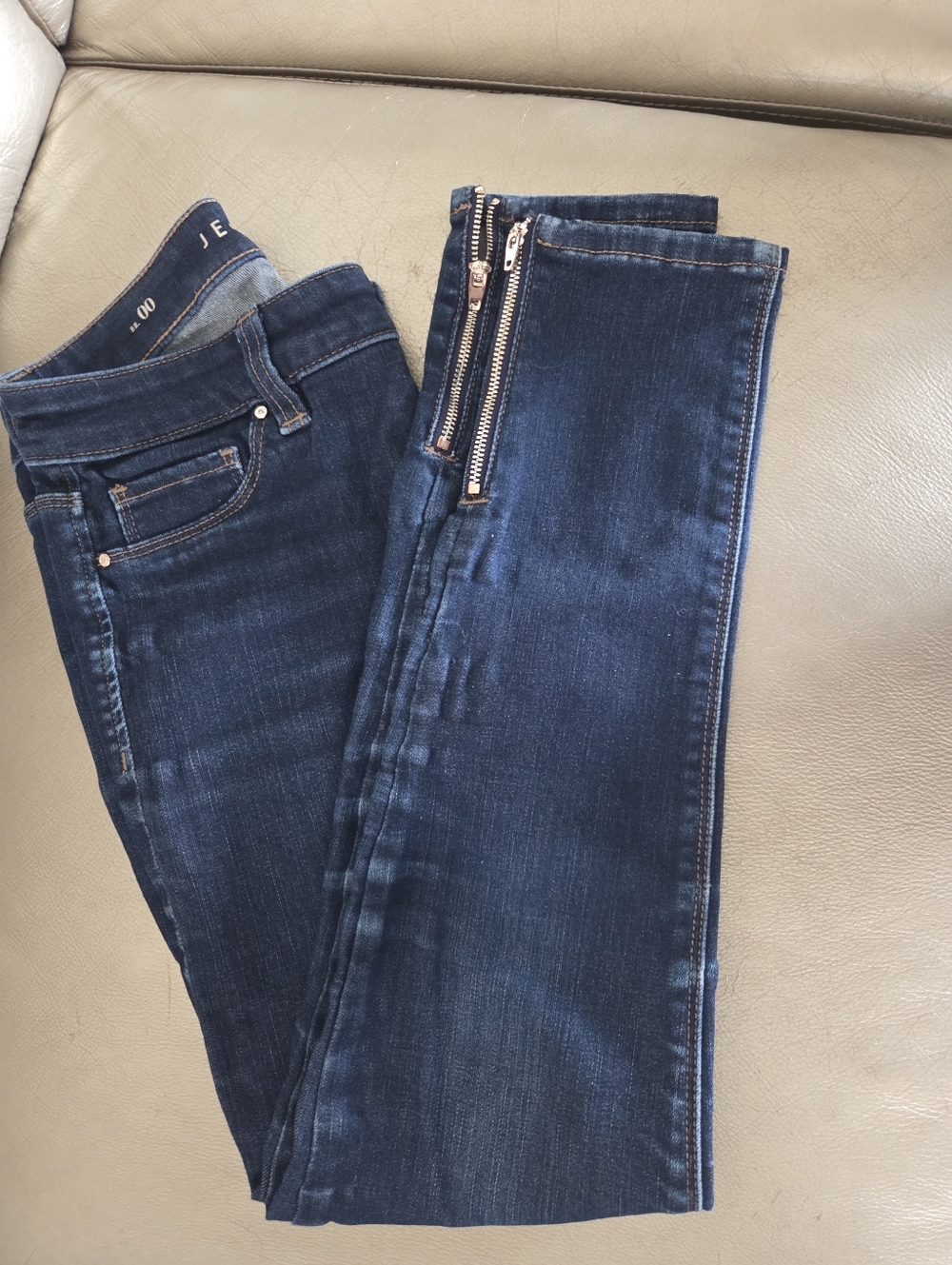 Whie House Black Market Dark Wash Skinny Jeans with Side Zippers